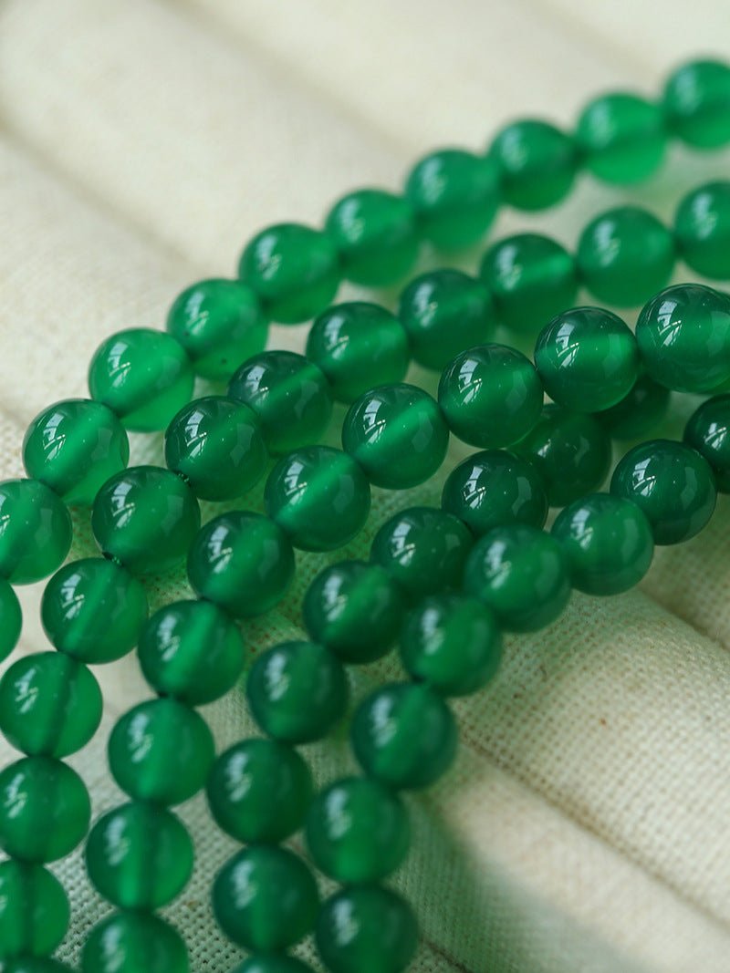 Elastic Necklace with Zirconia and Green Onyx Beads - floysun