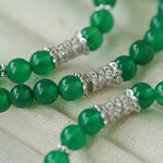 Elastic Necklace with Zirconia and Green Onyx Beads - floysun