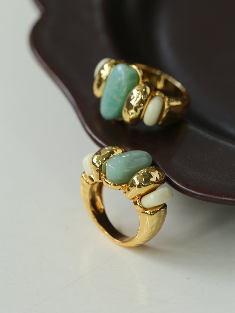 Elegant Azure Amazonite Ring - floysun