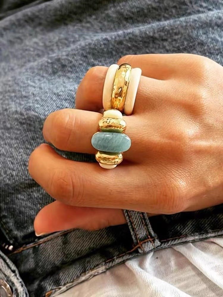 Elegant Azure Amazonite Ring - floysun