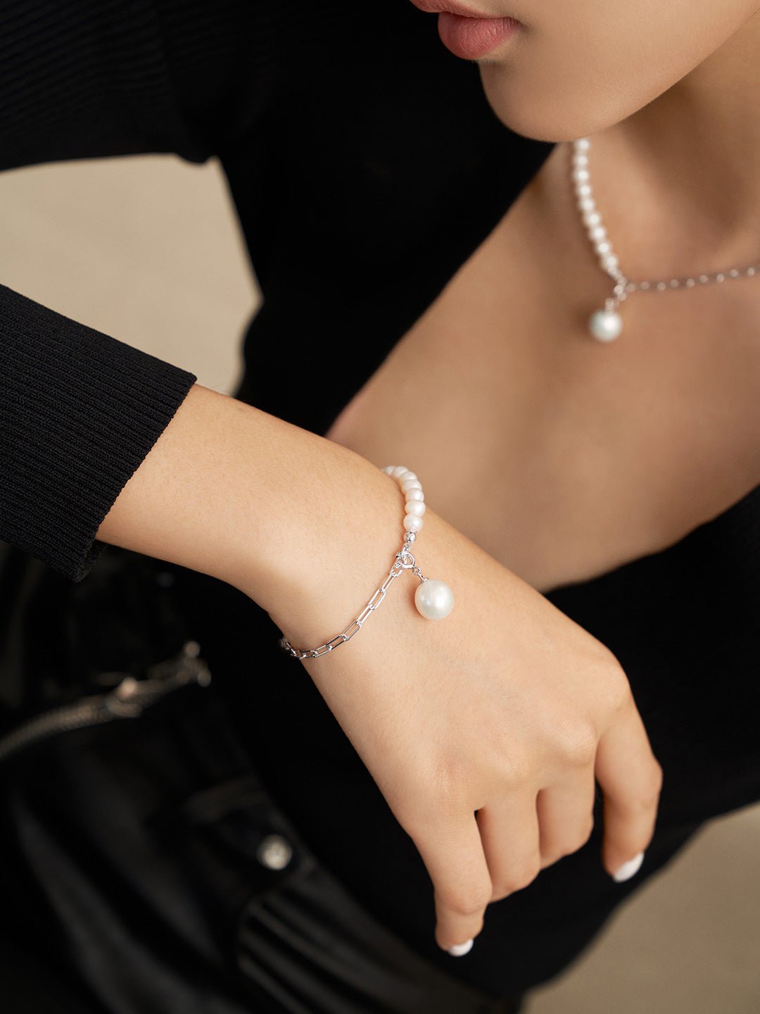 Elegant Baroque Pearl Splice Chain Bracelet - floysun