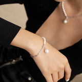 Elegant Baroque Pearl Splice Chain Bracelet - floysun