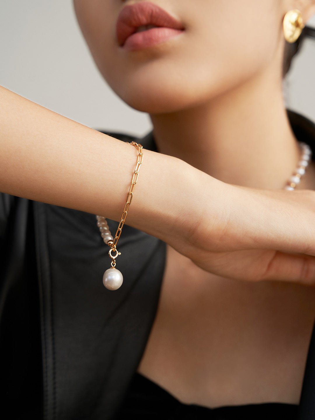 Elegant Baroque Pearl Splice Chain Bracelet - floysun