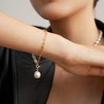 Elegant Baroque Pearl Splice Chain Bracelet - floysun