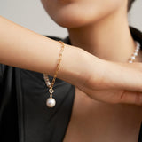 Elegant Baroque Pearl Splice Chain Bracelet - floysun