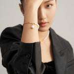 Elegant Baroque Pearl Splice Chain Bracelet - floysun