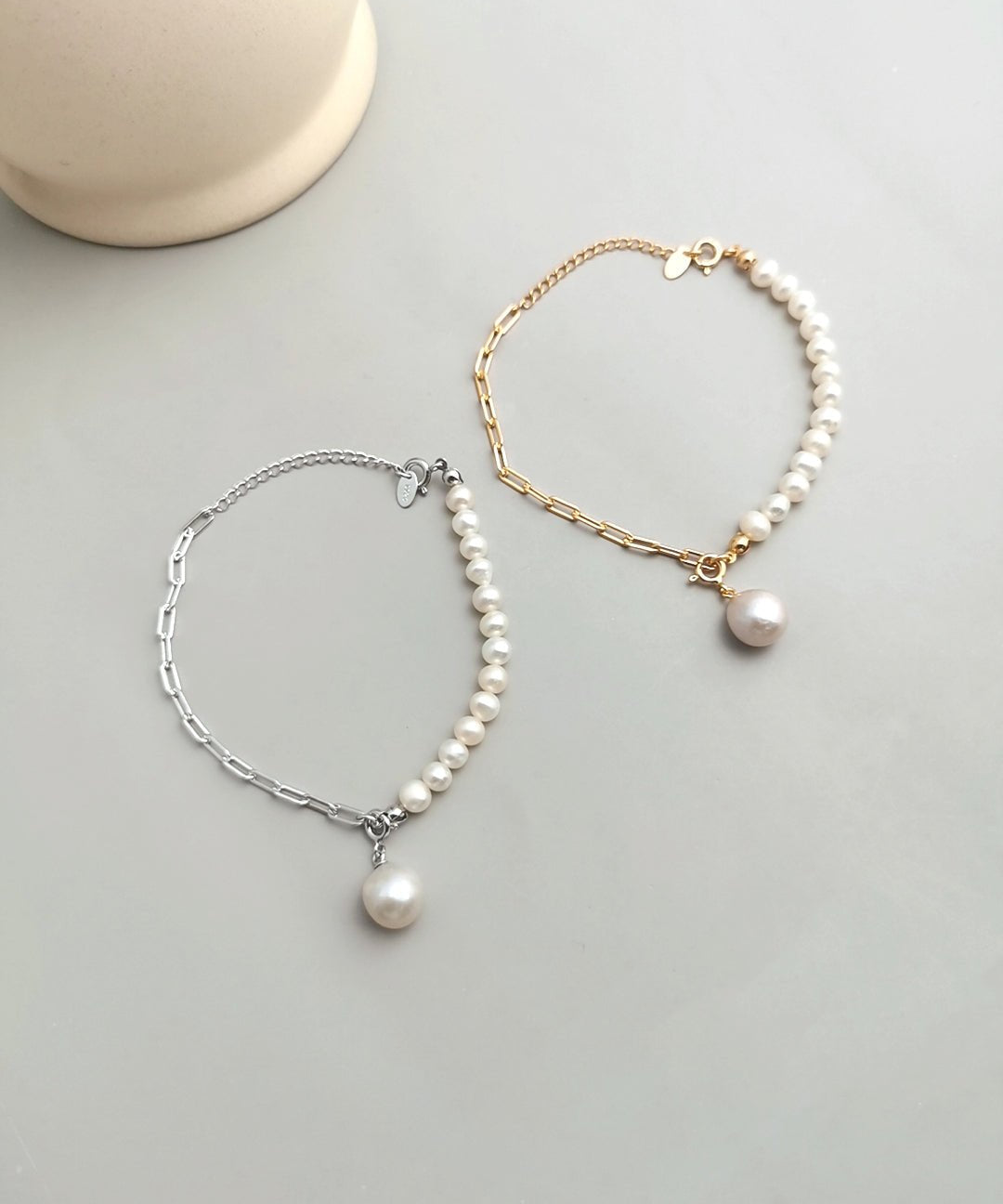 Elegant Baroque Pearl Splice Chain Bracelet - floysun