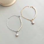 Elegant Baroque Pearl Splice Chain Bracelet - floysun