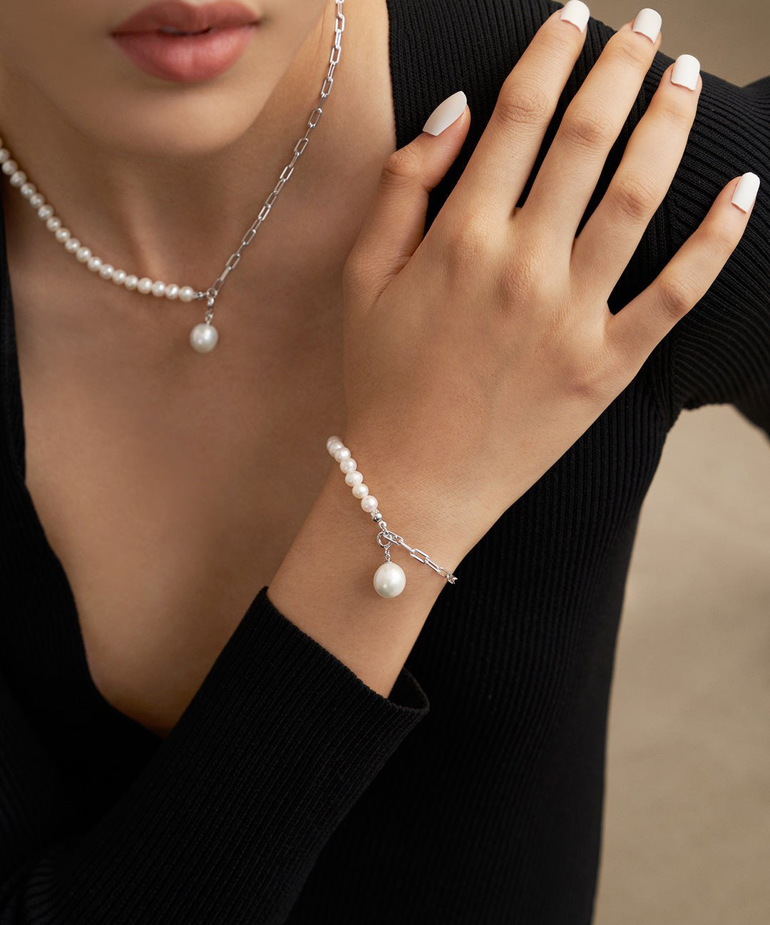 Elegant Baroque Pearl Splice Chain Bracelet - floysun