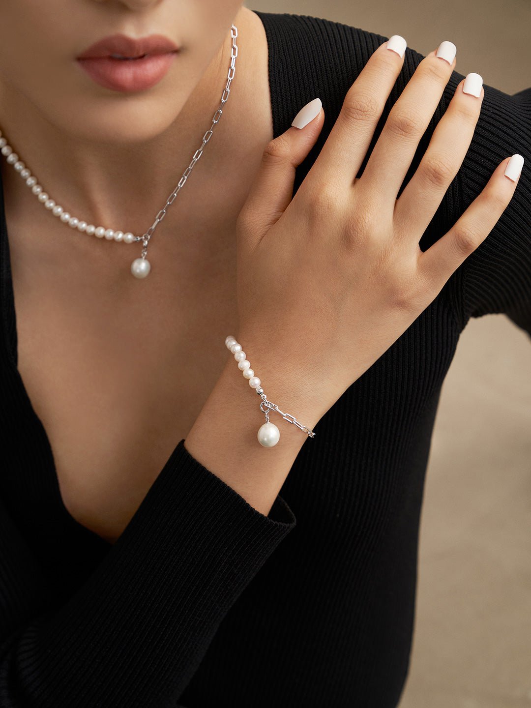 Elegant Baroque Pearl Splice Chain Bracelet - floysun