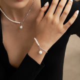 Elegant Baroque Pearl Splice Chain Bracelet - floysun