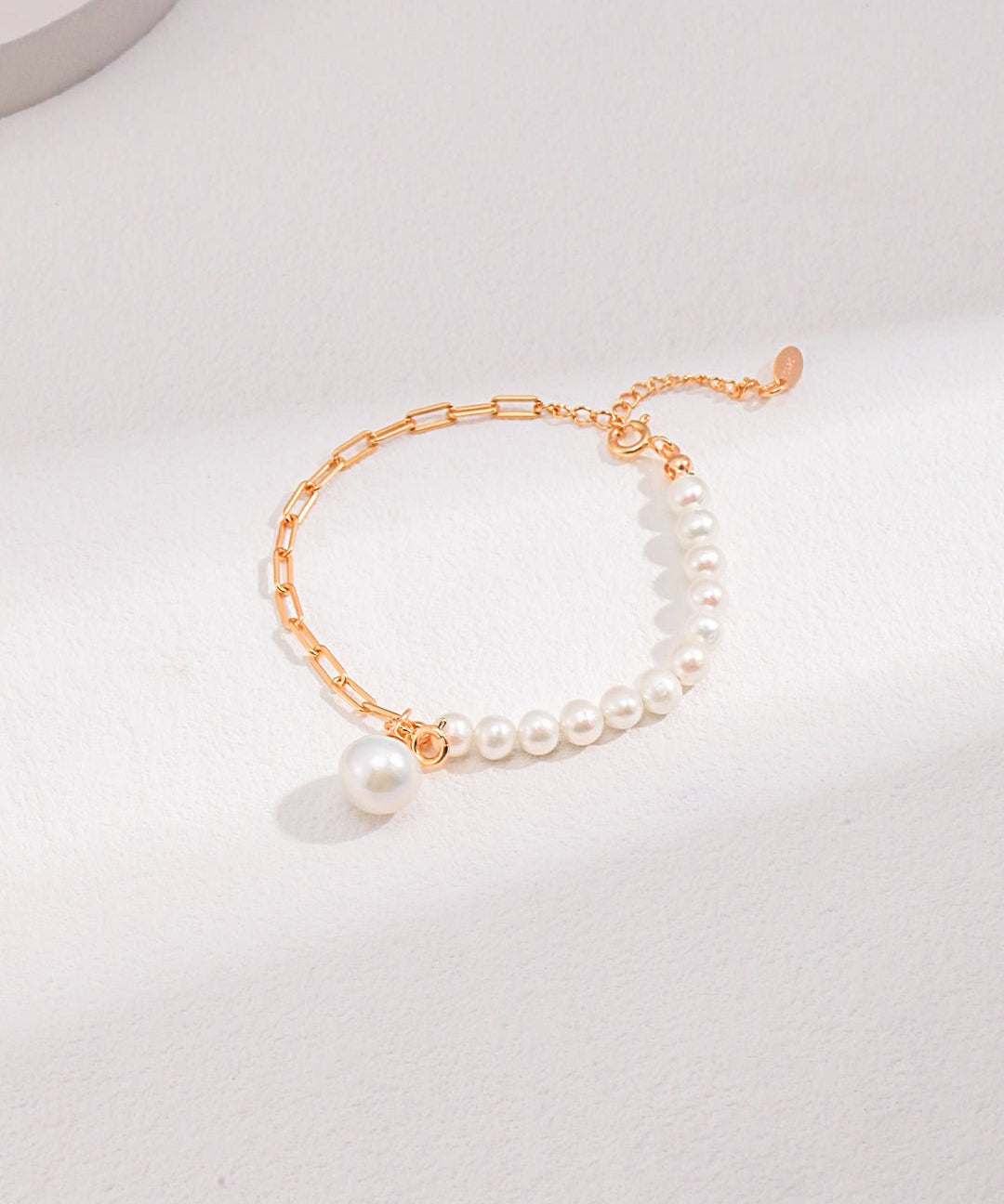 Elegant Baroque Pearl Splice Chain Bracelet - floysun