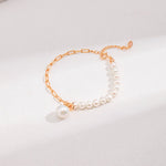 Elegant Baroque Pearl Splice Chain Bracelet - floysun