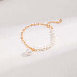 Elegant Baroque Pearl Splice Chain Bracelet - floysun