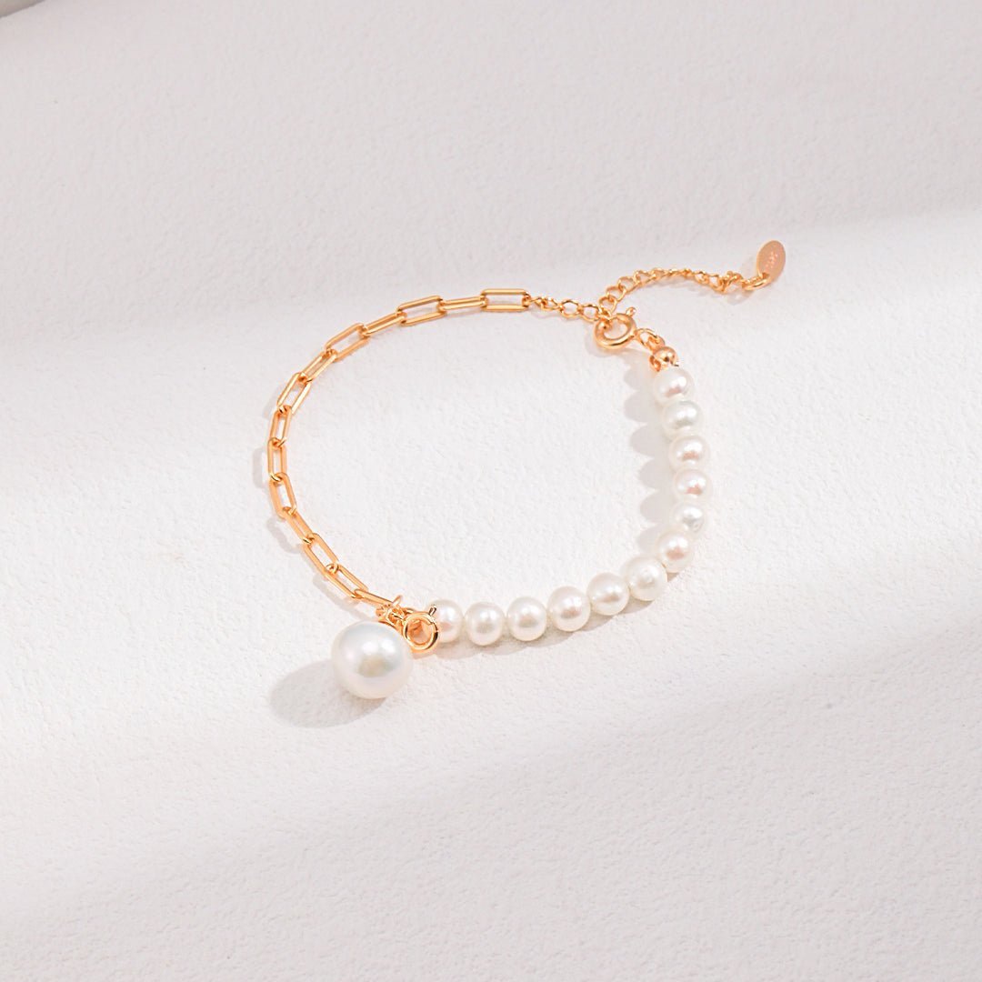 Elegant Baroque Pearl Splice Chain Bracelet - floysun