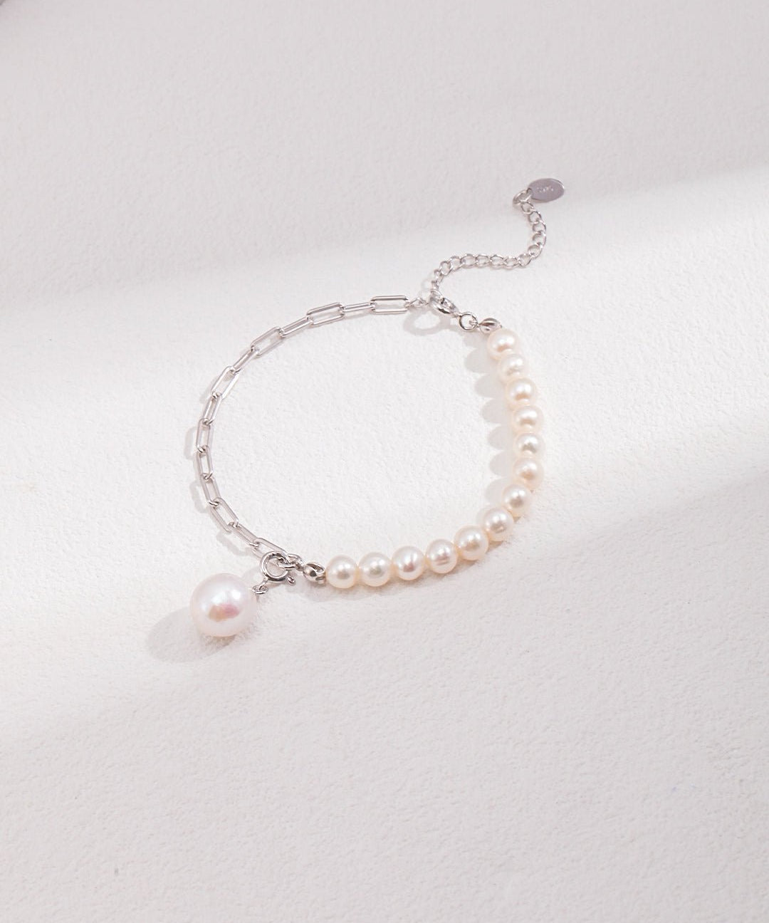 Elegant Baroque Pearl Splice Chain Bracelet - floysun