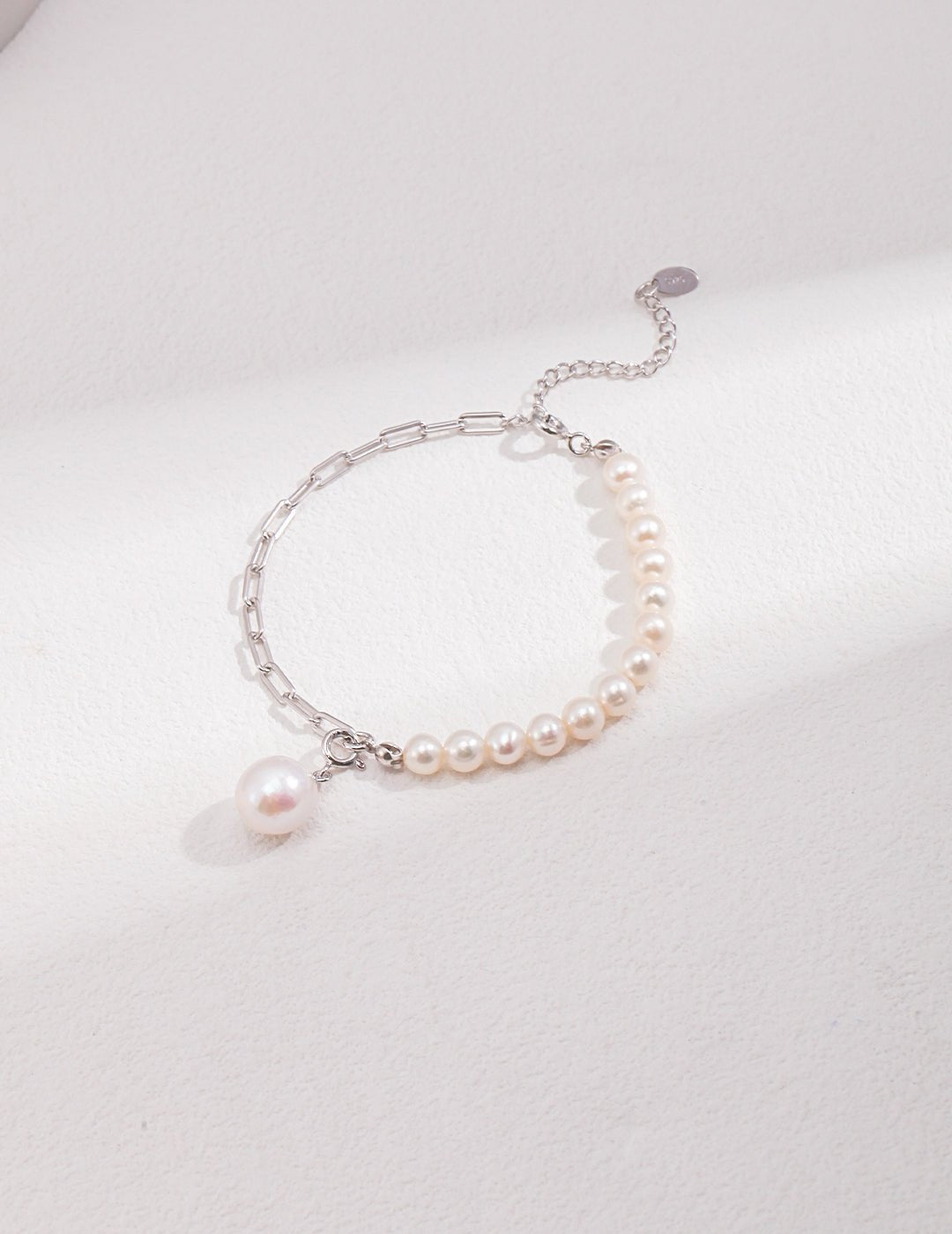 Elegant Baroque Pearl Splice Chain Bracelet - floysun