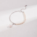 Elegant Baroque Pearl Splice Chain Bracelet - floysun