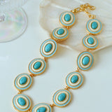 Elegant Blue White Enamel Turquoise Necklace - floysun