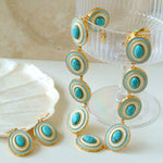 Elegant Blue White Enamel Turquoise Necklace - floysun