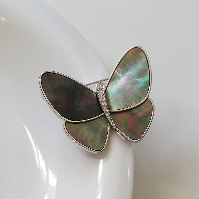 Elegant Gray Mother of Pearl Butterfly Brooch - floysun