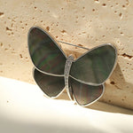 Elegant Gray Mother of Pearl Butterfly Brooch - floysun