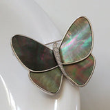 Elegant Gray Mother of Pearl Butterfly Brooch - floysun