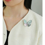 Elegant Gray Mother of Pearl Butterfly Brooch - floysun