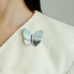 Elegant Gray Mother of Pearl Butterfly Brooch - floysun