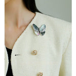 Elegant Gray Mother of Pearl Butterfly Brooch - floysun