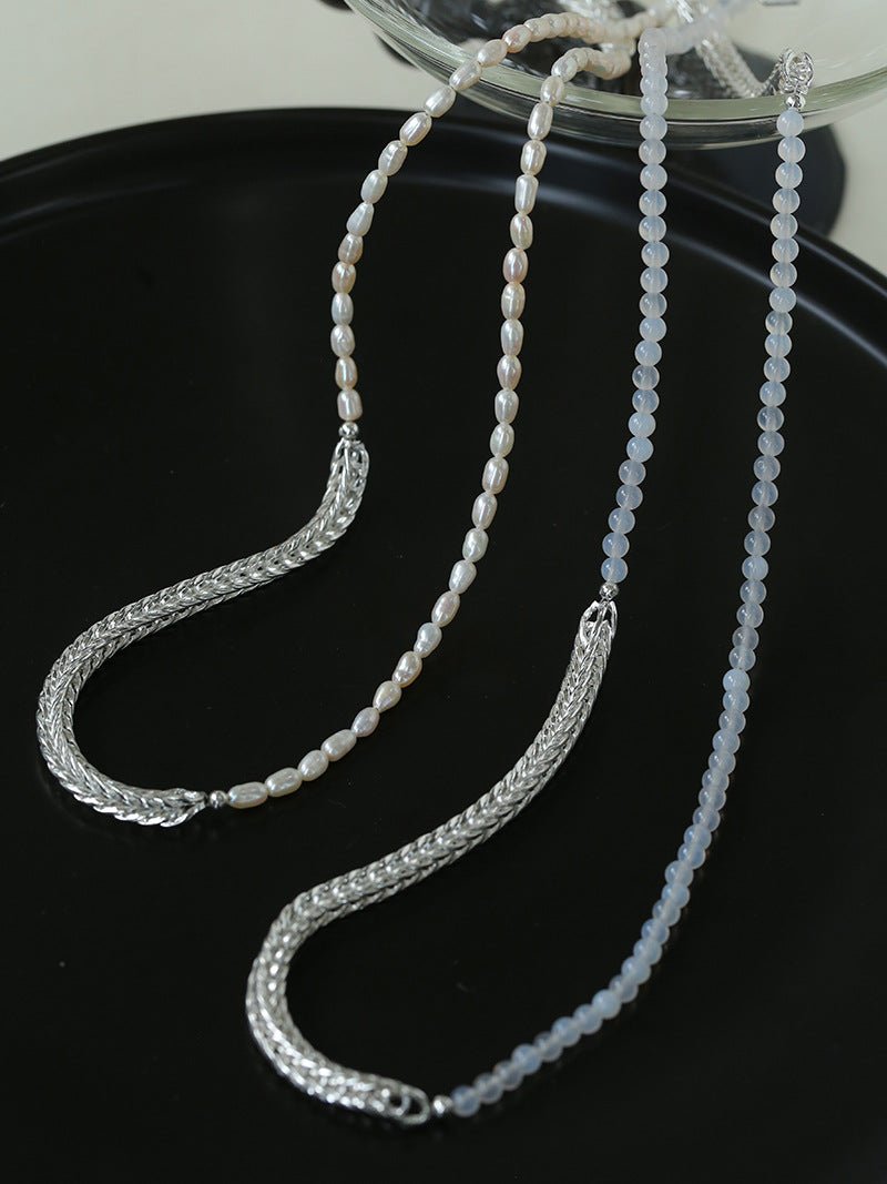 Elegant Long Chunky Chain Splicing Pearl Necklace - Pearl - floysun