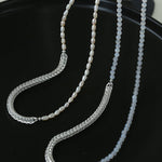 Elegant Long Chunky Chain Splicing Pearl Necklace - Pearl - floysun