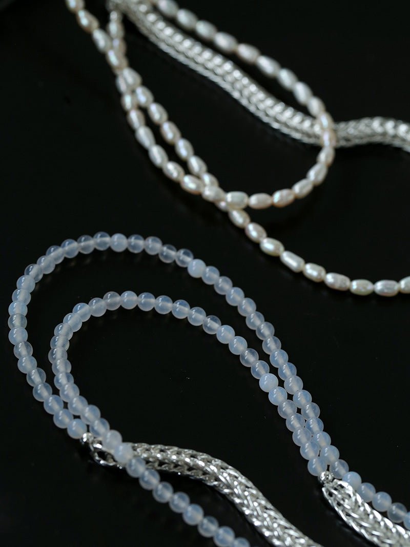 Elegant Long Chunky Chain Splicing Pearl Necklace - Pearl - floysun