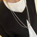 Elegant Long Chunky Chain Splicing Pearl Necklace - Pearl - floysun