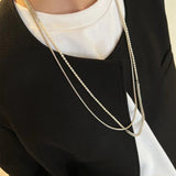 Elegant Long Chunky Chain Splicing Pearl Necklace - Pearl - floysun