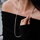 Elegant Long Chunky Chain Splicing Pearl Necklace - Pearl - floysun