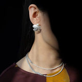 Elegant Long Chunky Chain Splicing Pearl Necklace - Pearl - floysun