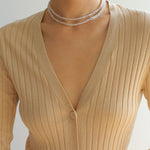 Elegant Long Chunky Chain Splicing Pearl Onyx Necklace - floysun