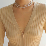 Elegant Long Chunky Chain Splicing Pearl Onyx Necklace - floysun