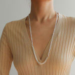 Elegant Long Chunky Chain Splicing Pearl Onyx Necklace - floysun