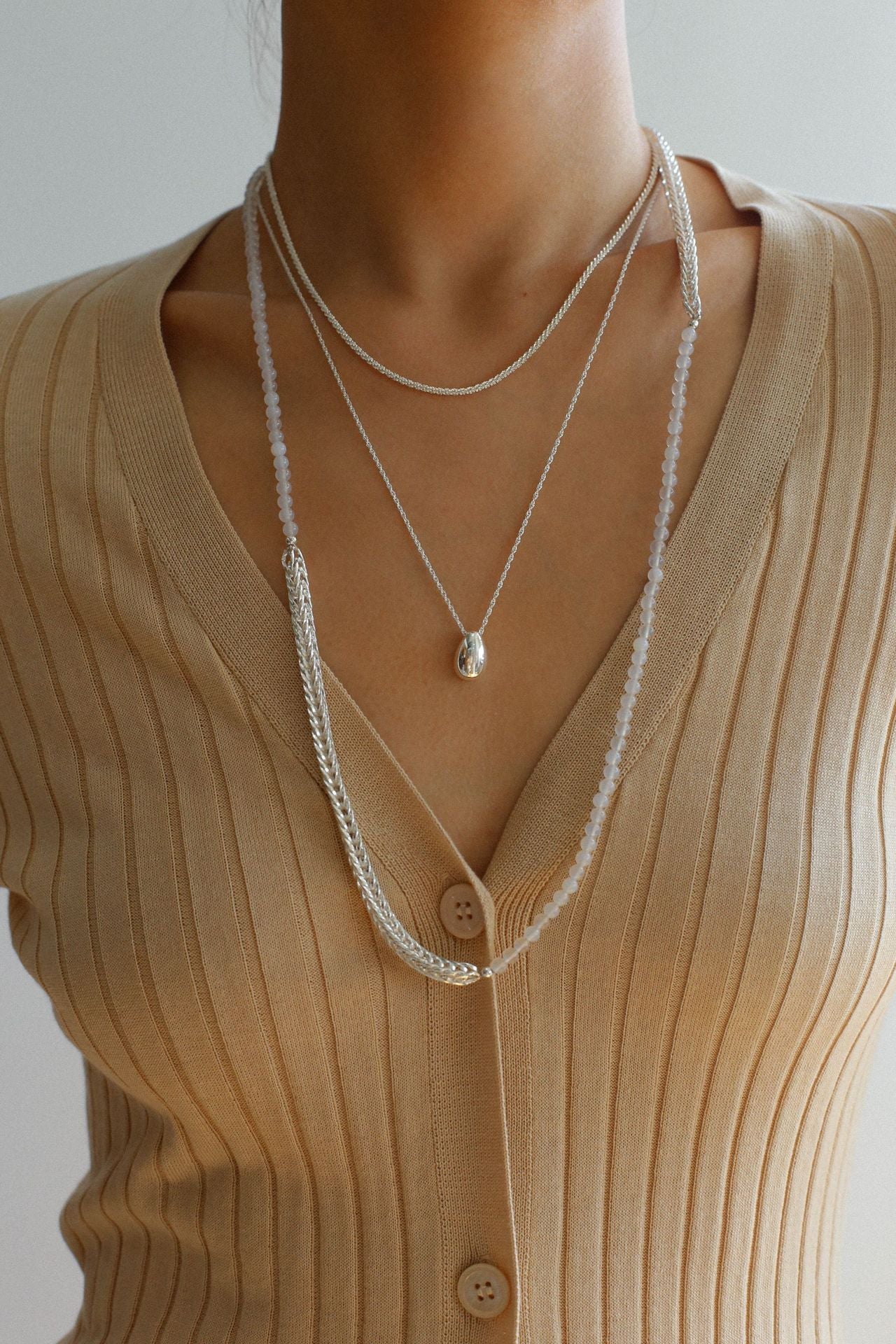 Elegant Long Chunky Chain Splicing Pearl Onyx Necklace - floysun