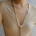 Elegant Long Chunky Chain Splicing Pearl Onyx Necklace - floysun