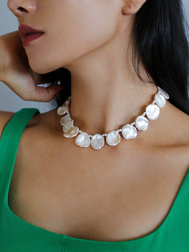 Elegant Natural Baroque Large Petal Pearl Necklaces - floysun