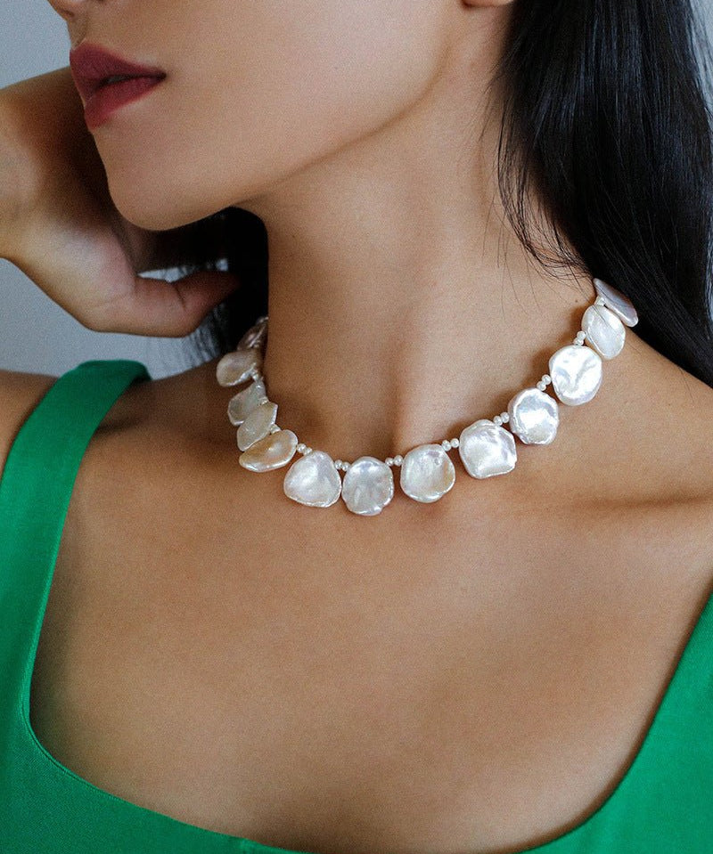 Elegant Natural Baroque Large Petal Pearl Necklaces - floysun