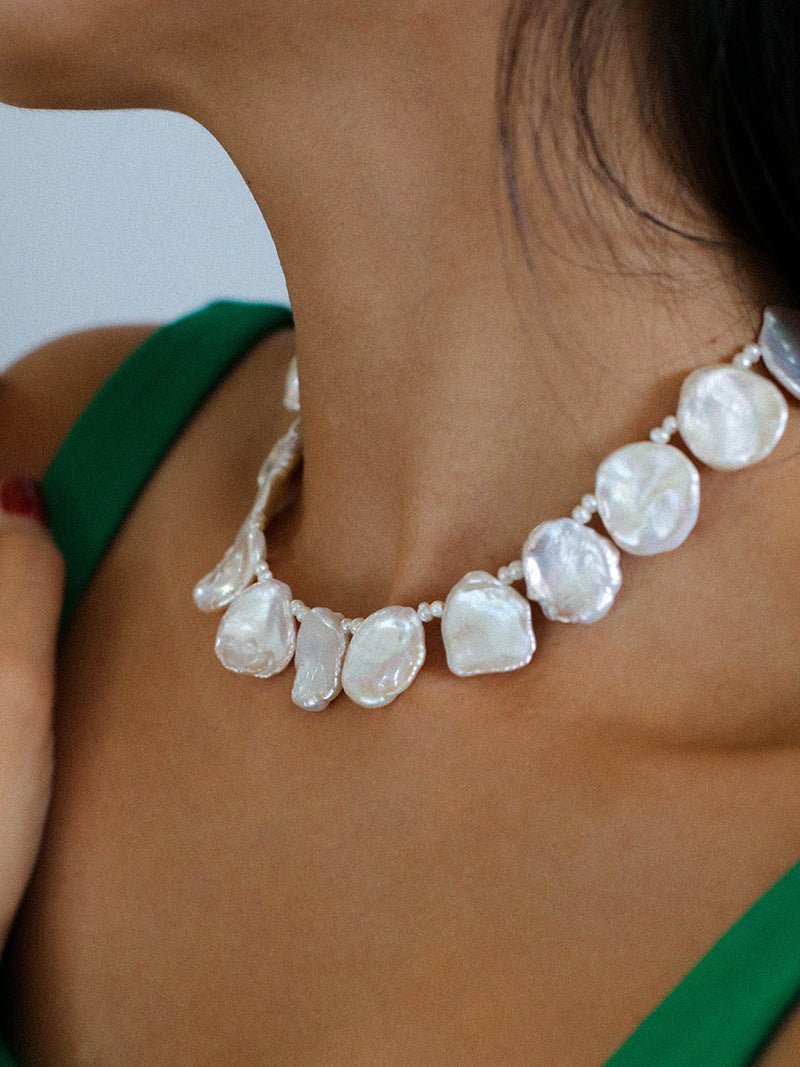 Elegant Natural Baroque Large Petal Pearl Necklaces - floysun