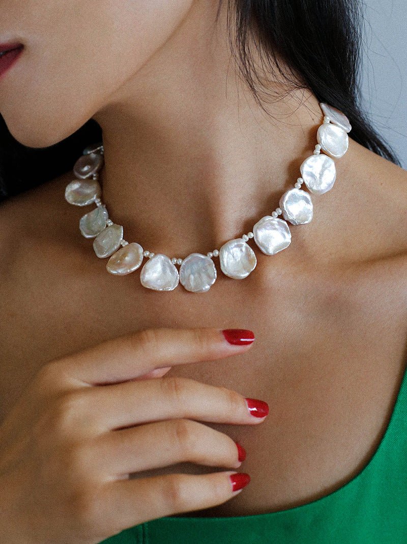 Elegant Natural Baroque Large Petal Pearl Necklaces - floysun