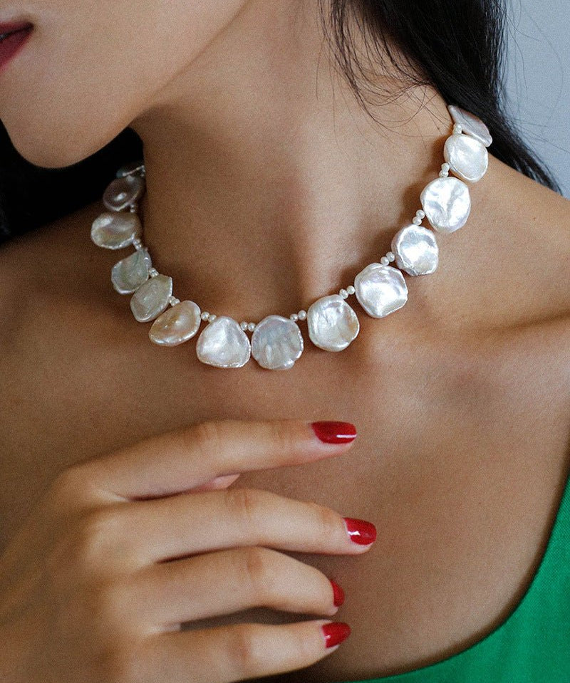 Elegant Natural Baroque Large Petal Pearl Necklaces - floysun