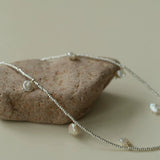 Elegant Natural Silver Beads and Pearl Pendant Necklace - floysun