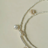 Elegant Natural Silver Beads and Pearl Pendant Necklace - floysun