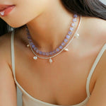 Elegant Natural Silver Beads and Pearl Pendant Necklace - floysun